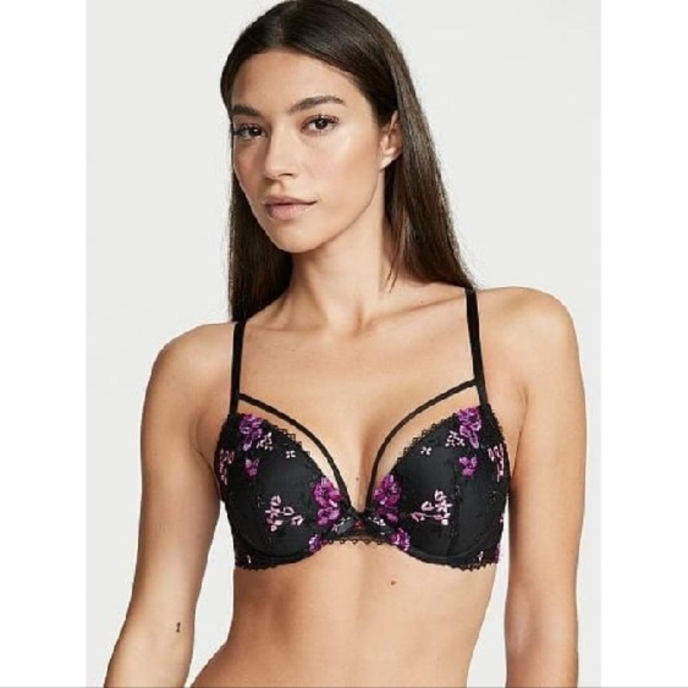 Black Floral Lace Bra